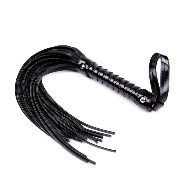 Flogger con Mango Brillante 44 cm Negro de Latetobed Bdsm Line | VibraZon