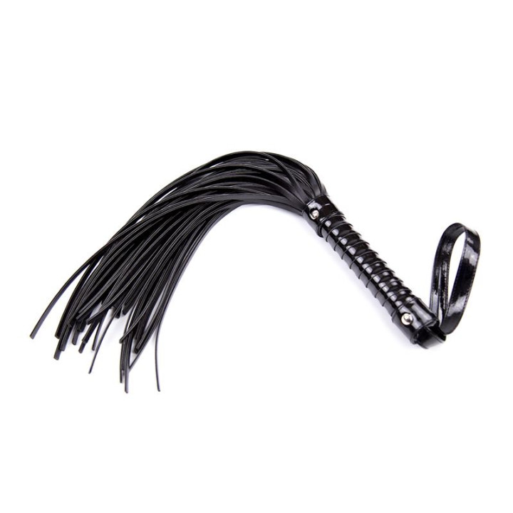 Flogger con Mango Brillante 44 cm Negro de Latetobed Bdsm Line | VibraZon