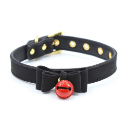Collar con Lazo y Cascabel 44 cm Negro/Rojo de Latetobed Bdsm Line | VibraZon