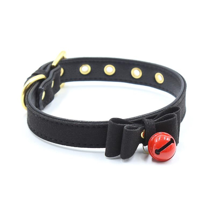 Collar con Lazo y Cascabel 44 cm Negro/Rojo de Latetobed Bdsm Line | VibraZon