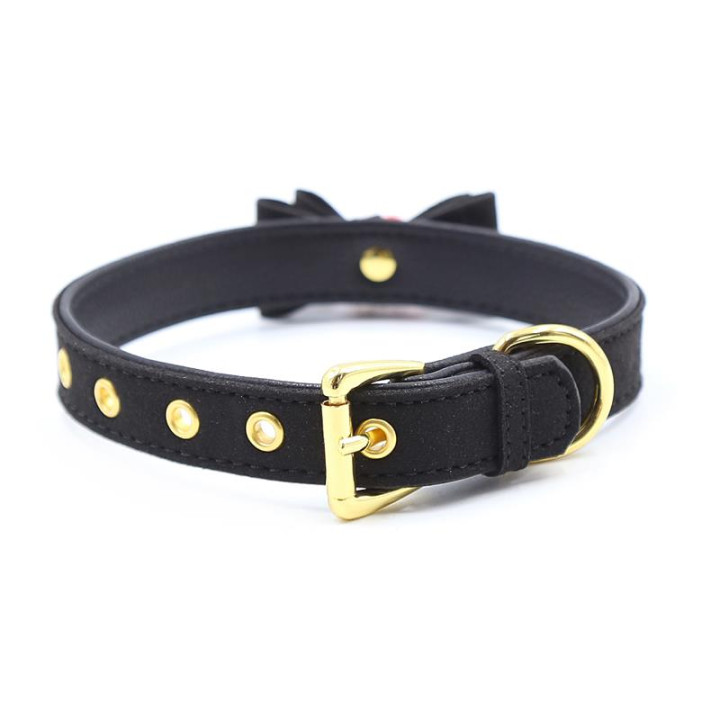 Collar con Lazo y Cascabel 44 cm Negro/Rojo de Latetobed Bdsm Line | VibraZon