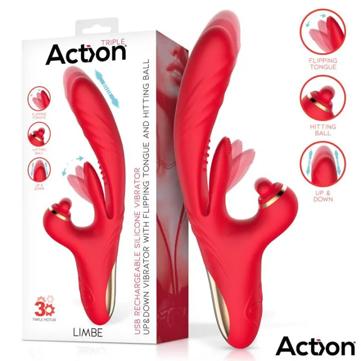 Limbe Vibrador con Lengua Flip-Flap, Bola Percutora y Up and Down de Action