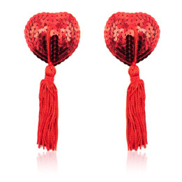 Pezoneras Forma Corazón Autoadhesivas con Lentejuelas Rojo de Latetobed Bdsm Line | VibraZon