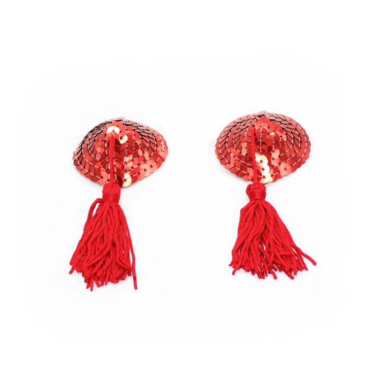 Pezoneras Forma Corazón Autoadhesivas con Lentejuelas Rojo de Latetobed Bdsm Line | VibraZon