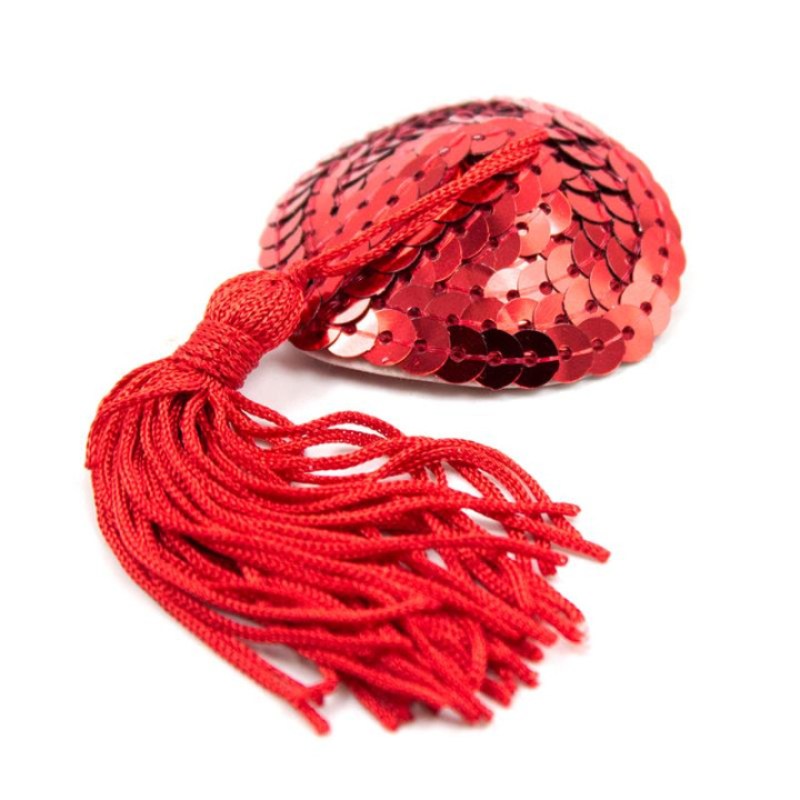 Pezoneras Forma Corazón Autoadhesivas con Lentejuelas Rojo de Latetobed Bdsm Line | VibraZon