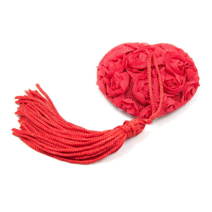 Pezoneras con Encaje y Patrón Floral Rojo de Latetobed Bdsm Line | VibraZon