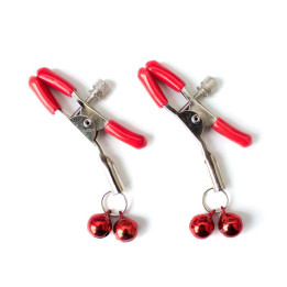 Pinzas para Pezones con Cascabeles Metal Rojo de Latetobed Bdsm Line | VibraZon