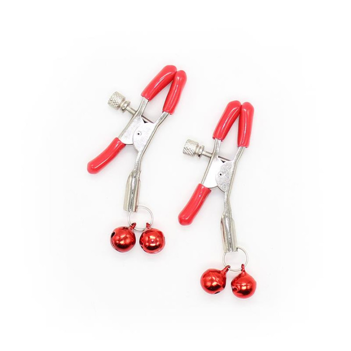 Pinzas para Pezones con Cascabeles Metal Rojo de Latetobed Bdsm Line | VibraZon