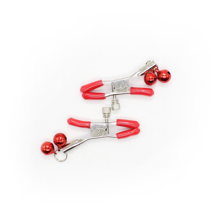 Pinzas para Pezones con Cascabeles Metal Rojo de Latetobed Bdsm Line | VibraZon