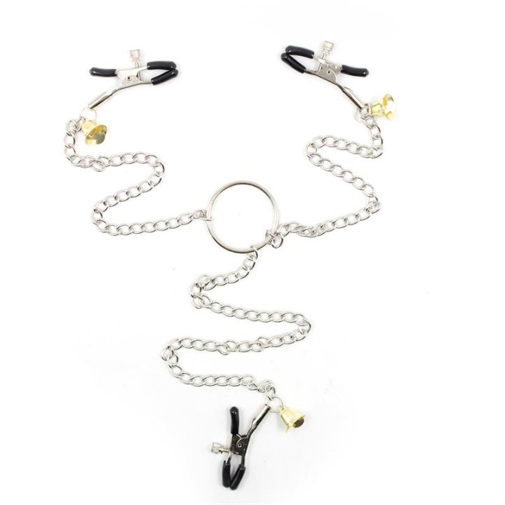 Pinzas para Pezones y Clitoris con Cadena Metal de Latetobed Bdsm Line | VibraZon