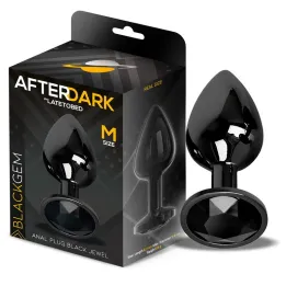Blackgem Plug Anal Metálico con Joya Color Negro Talla M de Afterdark