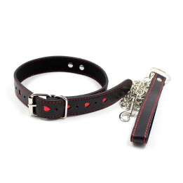 Collar con Cadena de Metal Negro/Rojo de Latetobed Bdsm Line | VibraZon
