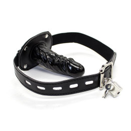 Mordaza con Candado y Forma de Pene 10 cm Grande Negro de Latetobed Bdsm Line | VibraZon