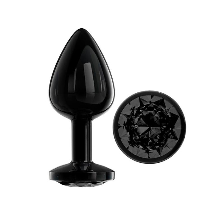 Blackgem Plug Anal Metálico con Joya Color Negro Talla M de Afterdark | VibraZon