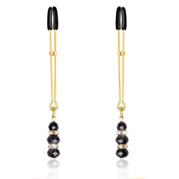 Pinzas para Pezones con Bolas de Cristal Dorado de Latetobed Bdsm Line | VibraZon