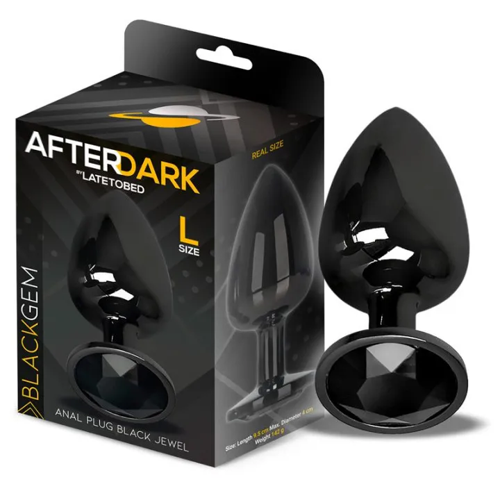 Blackgem Plug Anal Metálico con Joya Negro Talla L de Afterdark