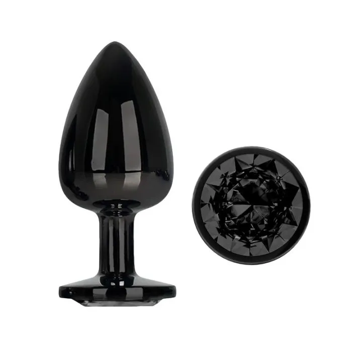 Blackgem Plug Anal Metálico con Joya Negro Talla L de Afterdark