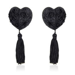 Pezoneras con Encaje y Patrón Floral Negro de Latetobed Bdsm Line | VibraZon