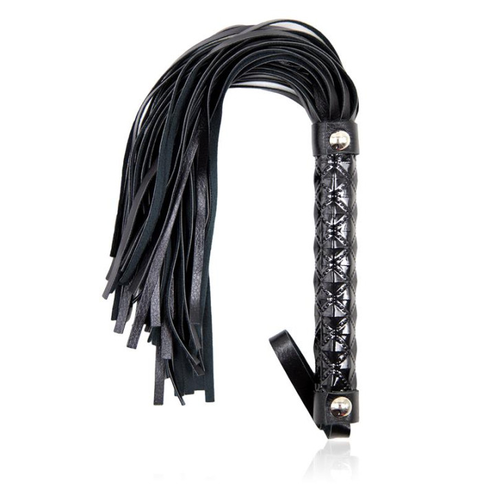 Flogger Patrón de Diamante y Mango de Metal 39 cm Negro de Latetobed Bdsm Line | VibraZon