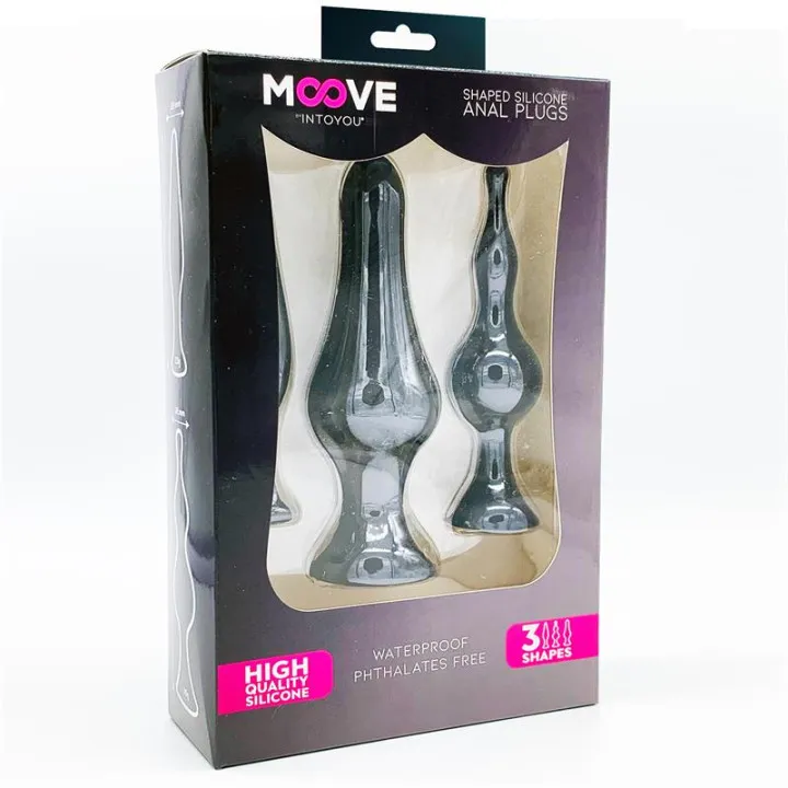 Set 3 Plugs Anal Silicona Negro de Moove
