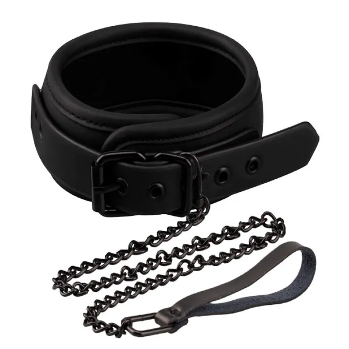 Collar con Correa Cuero Vegano de Intoyou Black Shadow