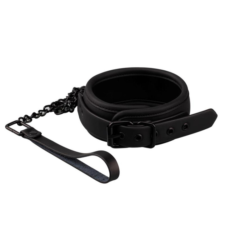 Collar con Correa Cuero Vegano de Intoyou Black Shadow | VibraZon