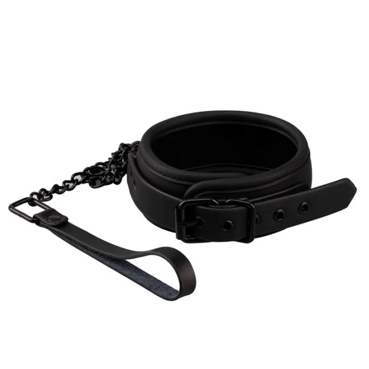 Collar con Correa Cuero Vegano de Intoyou Black Shadow