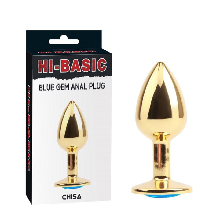 Plug Anal Dorado con Gema Azul de Chisa | VibraZon