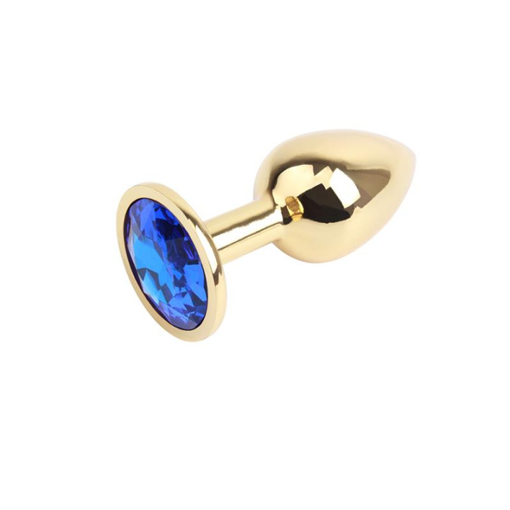 Plug Anal Dorado con Gema Azul de Chisa | VibraZon