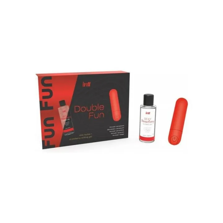 Set Mini Bala Vibradora y Gel Deslizante Fresa 50 ml de Intt