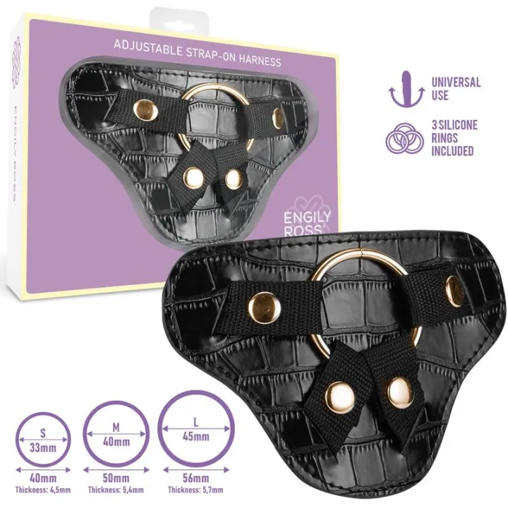 Roxane Arnés Universal Ajustable 3 Anillo de Silicona Negro de Dildox By Engily Ross