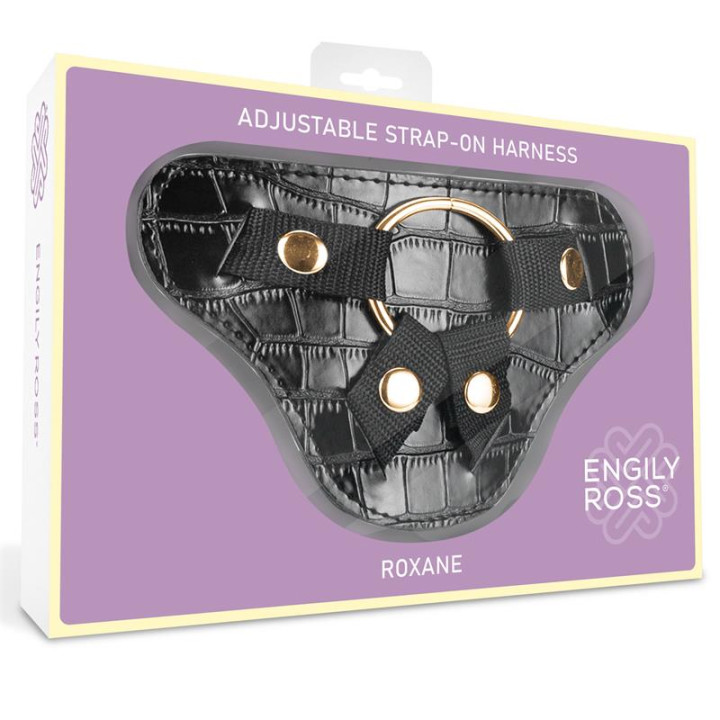 Roxane Arnés Universal Ajustable 3 Anillo de Silicona Negro de Dildox By Engily Ross | VibraZon