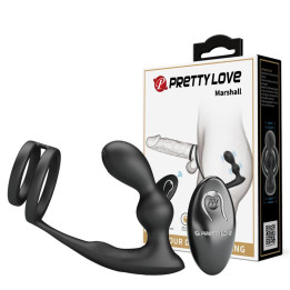 Marshall Plug Anal con Vibración y Anillo para el Pene y Testículos de Prettylove | VibraZon