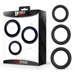 Set de 3 Anillos para el Pene Silicona S, M y L de Beast Rings