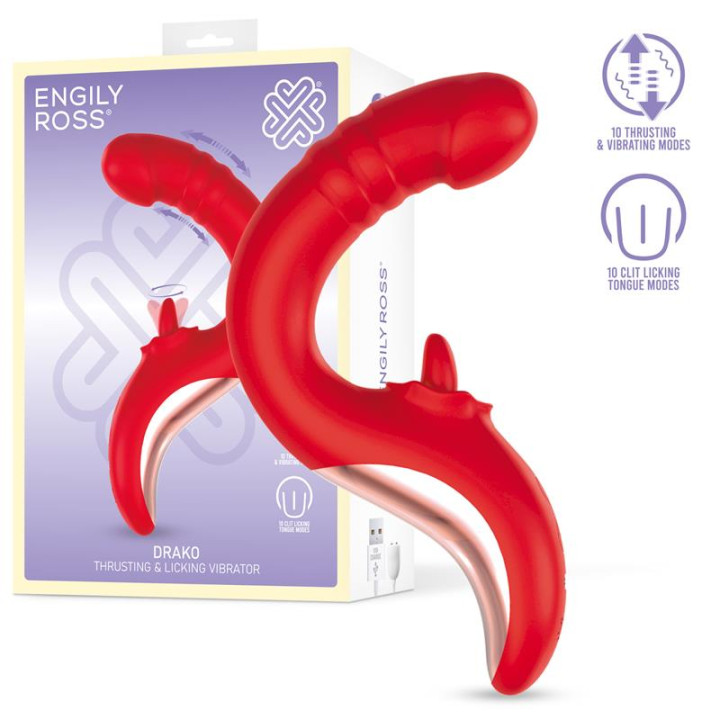 Drako Vibrador con Thrusting y Lengua Oscilante 360º de Engily Ross | VibraZon
