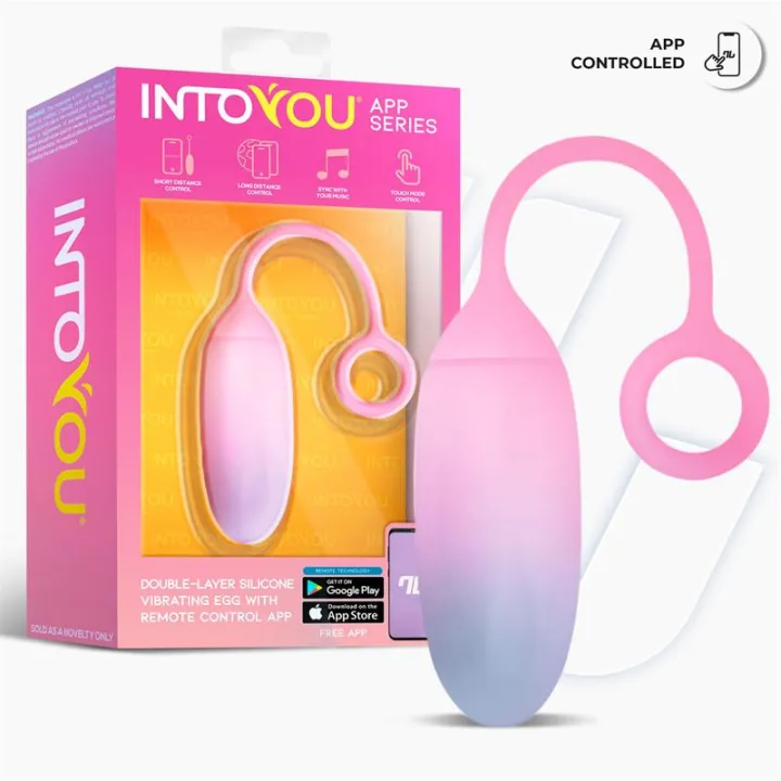 Huevo Silicona Doble Capa con APP Azul/Rosa de Intoyou App Series