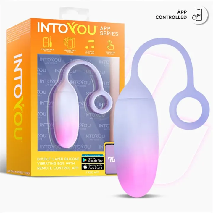 Huevo Silicona Doble Capa con APP Rosa/Azul de Intoyou App Series