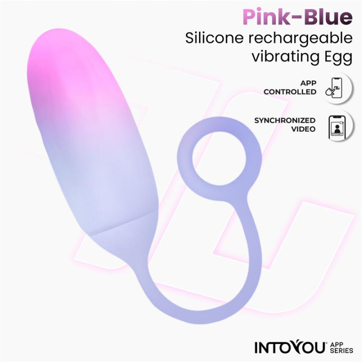 Huevo Silicona Doble Capa con APP Rosa/Azul de Intoyou App Series | VibraZon