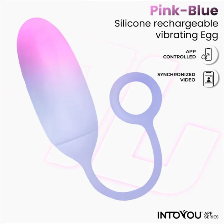 Huevo Silicona Doble Capa con APP Rosa/Azul de Intoyou App Series