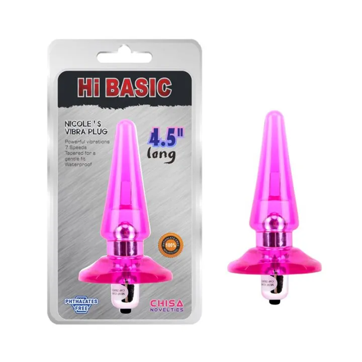 Plug Anal con Vibracion Nicoles 2.5 x 3.2 cm Rosa de Chisa