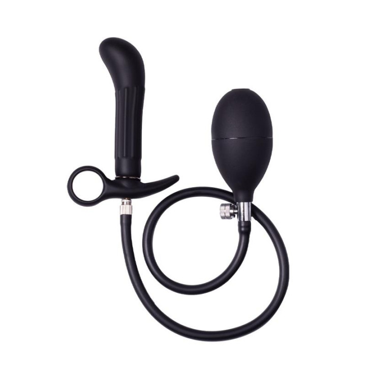 Plug Anal Inflable con Bomba Negro de Latex Play | VibraZon