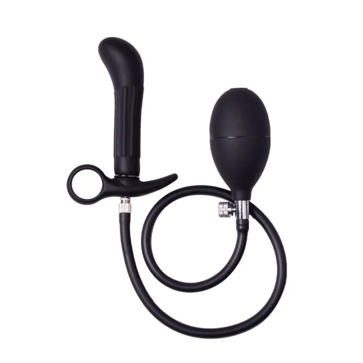 Plug Anal Inflable con Bomba Negro de Latex Play