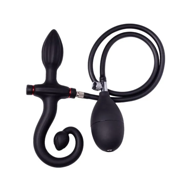 Plug Anal Inflable con Bomba Negro de Latex Play