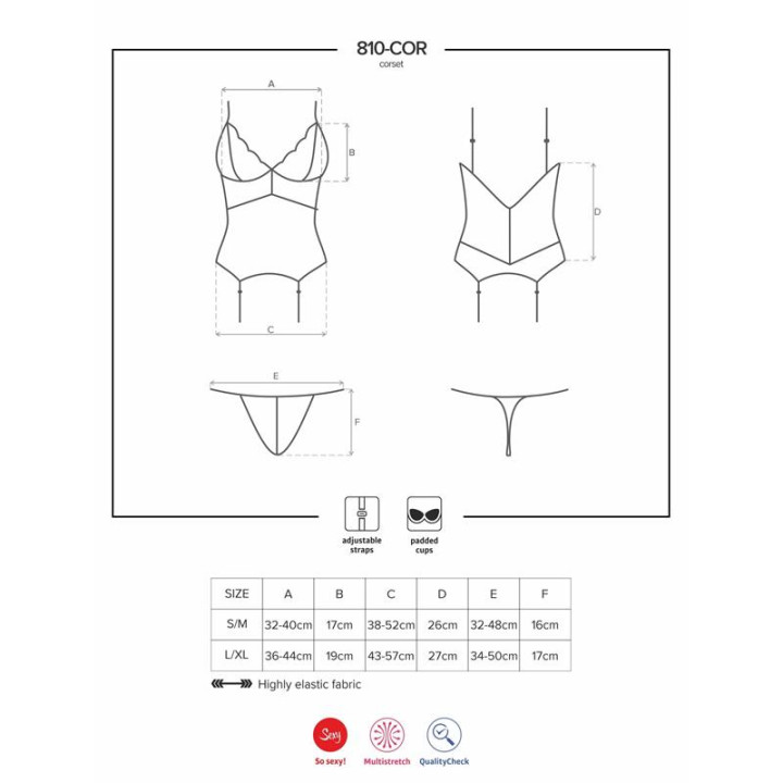 810-COR-1 Corset y Tanga Color Negro de Obsessive | VibraZon