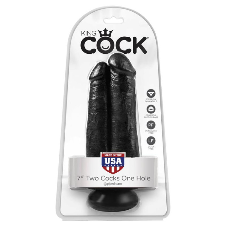 Pene Doble Two Cocks One Hole Negro 7 de King Cock | VibraZon