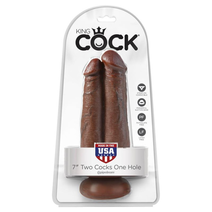 Pene Doble Two Cocks One Hole Marrón 7 de King Cock | VibraZon
