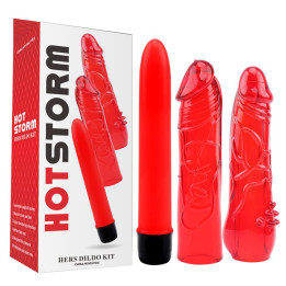 Kit Dildo y Vibrador Hers Dildo Kit Rojo de Chisa | VibraZon