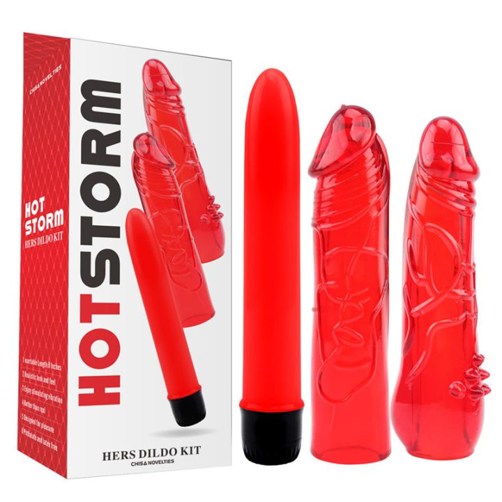 Kit Dildo y Vibrador Hers Dildo Kit Rojo de Chisa | VibraZon