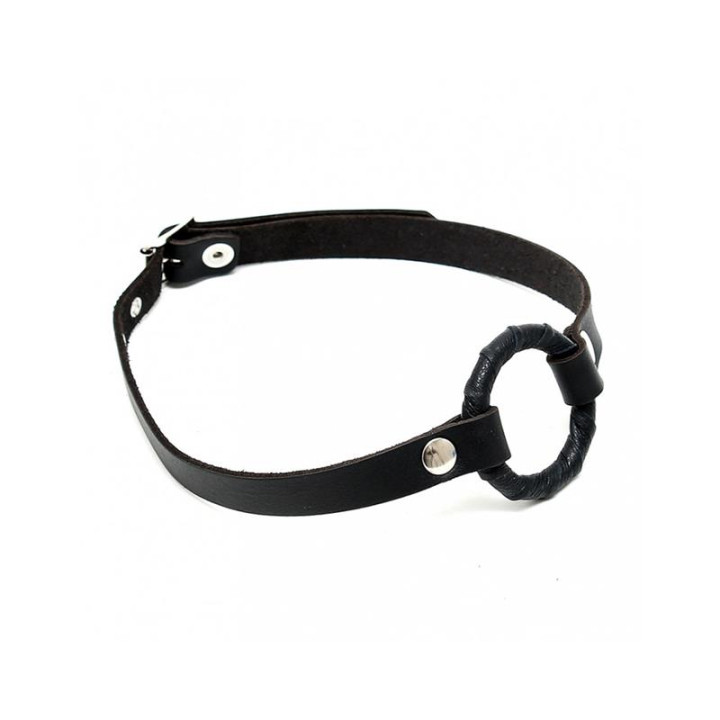 Mordaza Cuero con Anillo -O Ajustable de Bondage Play | VibraZon