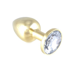 Plug Anal Acero Inoxidable Dorado - Transparente de Bondage Play | VibraZon